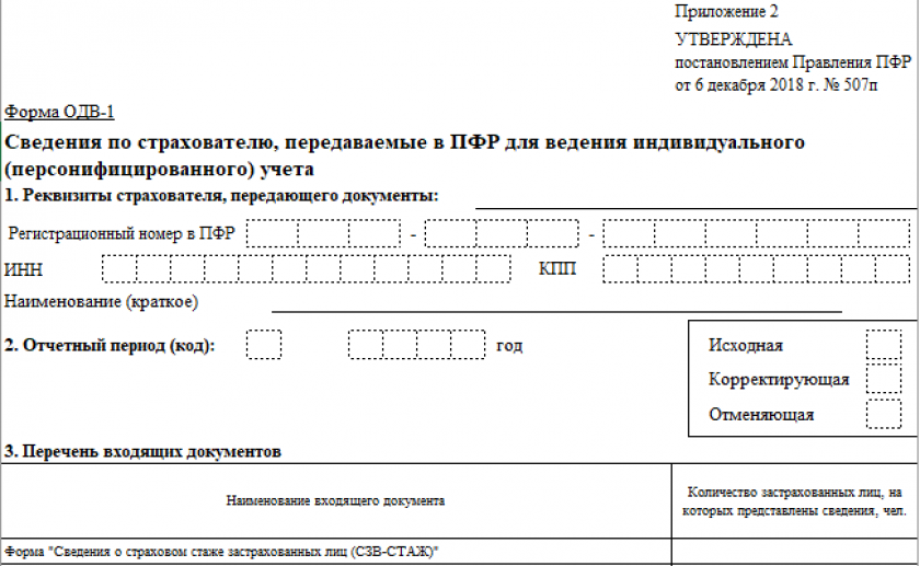 ОДВ-1 в 2023 году - образец заполнения - nalog-nalog.ru