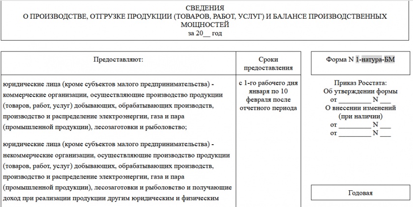 Форма № 1-натура-БМ (годовая) в статистику