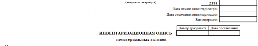 Инвентаризационная опись нематериальных активов по форме ИНВ-1а