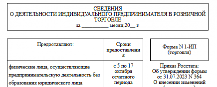 Форма № 1-ИП (торговля)