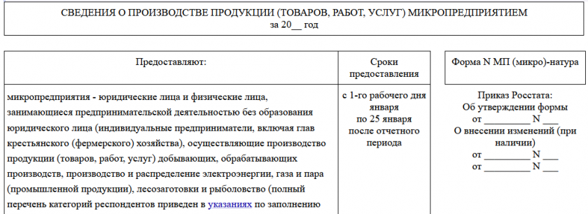 Форма МП (микро)-натура в статистику